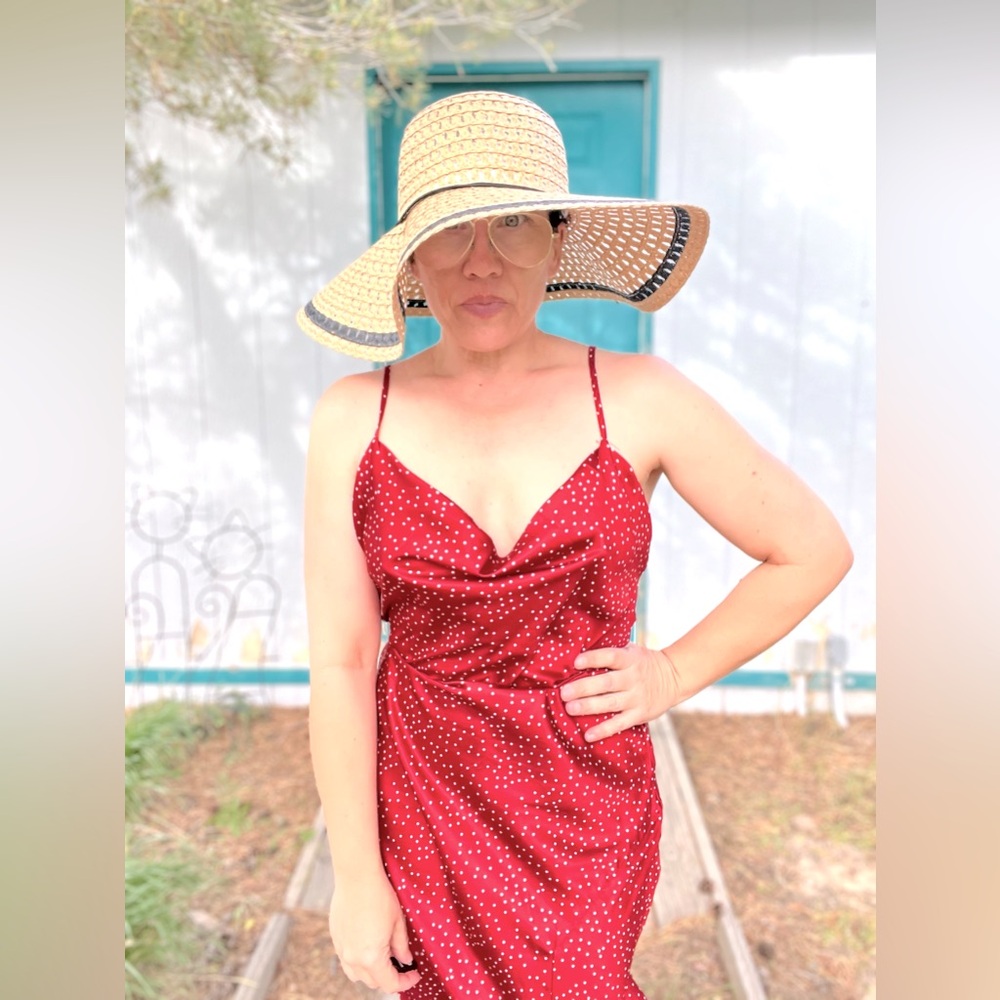 Boho Tomato Girl Polka Dot Slip Dress Red White